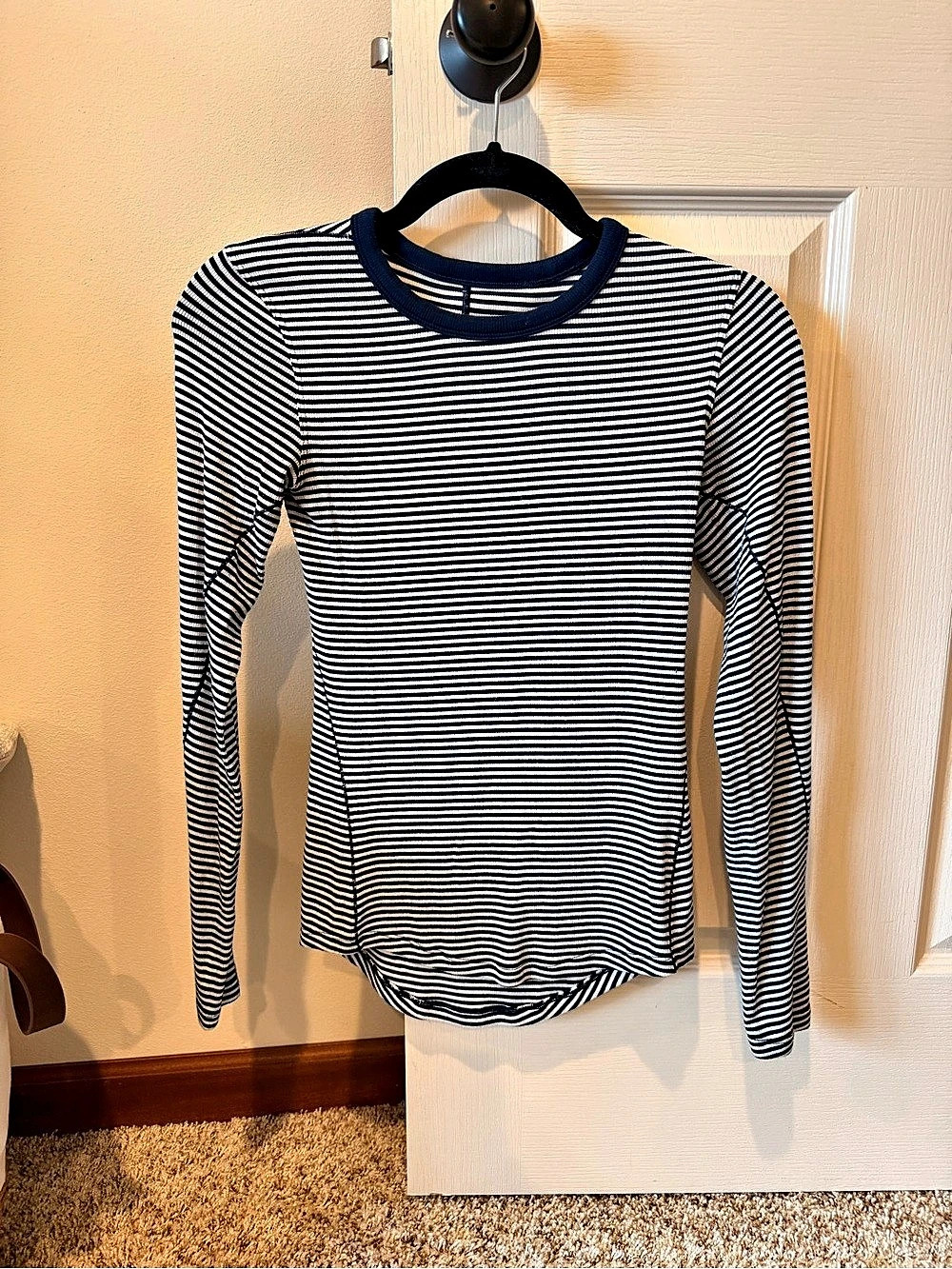 Lululemon Hold Tight Long-Sleeve Shirt Blue & White Striped Top
